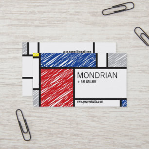 Mondrian Modern Simple Art Minimalist Scribbles Business Card