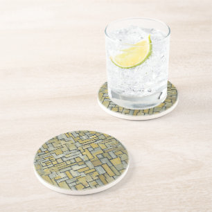Mondrian Painting Composition in Brown and Grey Coaster