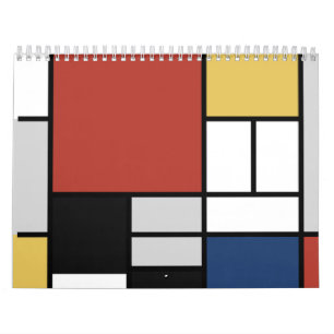 Mondrian Painting Red Plane Yellow Black Gray Blue Calendar