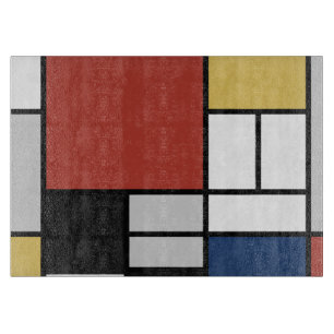 Mondrian Painting Red Plane Yellow Black Gray Blue Cutting Board