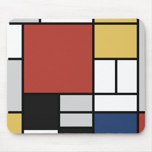 Mondrian Painting Red Plane Yellow Black Gray Blue Mouse Pad (Front)