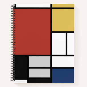 Mondrian Painting Red Plane Yellow Black Gray Blue Notebook