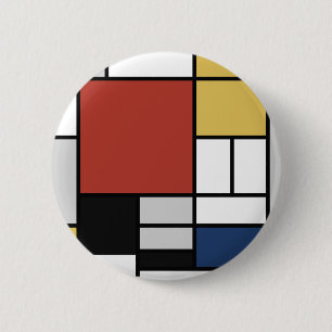 Mondrian Painting Red Plane Yellow Black Grey Blue 2 Inch Round Button