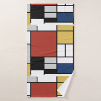 Mondrian Painting Red Plane Yellow Black Grey Blue