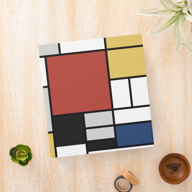 Mondrian Painting Red Plane Yellow Black Grey Blue Binder (In Situ)