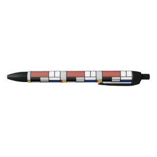 Mondrian Painting Red Plane Yellow Black Grey Blue Black Ink Pen