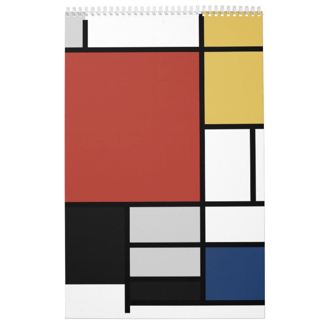 Mondrian Painting Red Plane Yellow Black Grey Blue Calendar (Cover)
