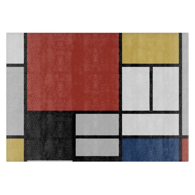 Mondrian Painting Red Plane Yellow Black Grey Blue Cutting Board (Front)