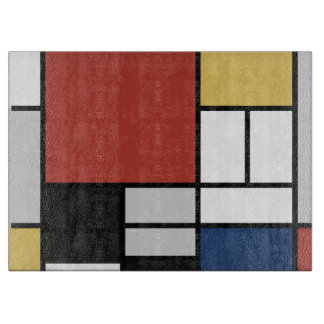 Mondrian Painting Red Plane Yellow Black Grey Blue Cutting Board