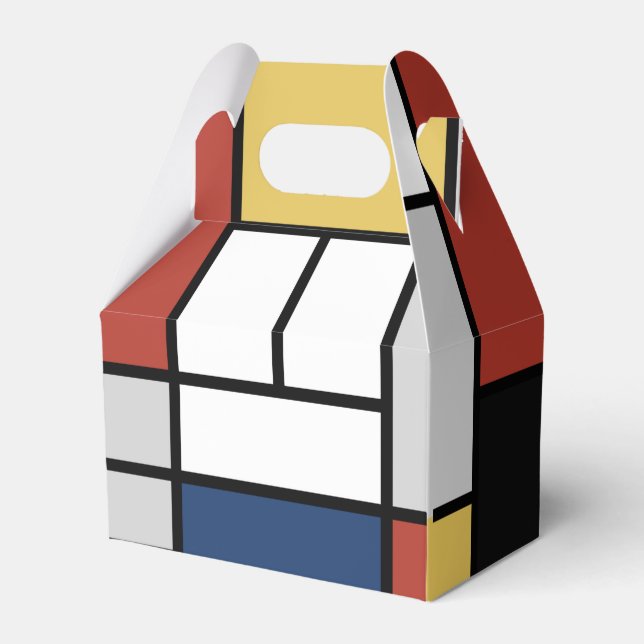Mondrian Painting Red Plane Yellow Black Grey Blue Favor Box (Front Side)