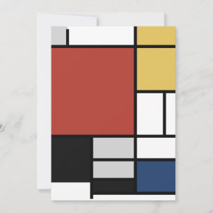 Mondrian Painting Red Plane Yellow Black Grey Blue Holiday Card