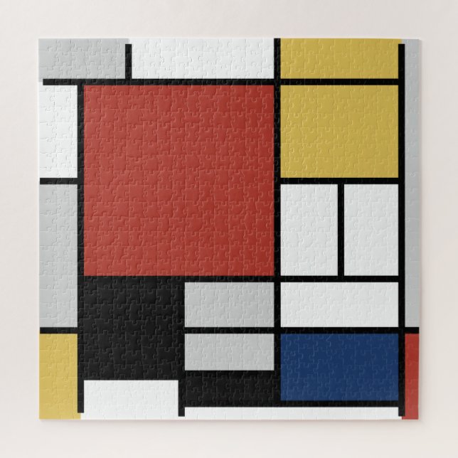 Mondrian Painting Red Plane Yellow Black Grey Blue Jigsaw Puzzle (Vertical)