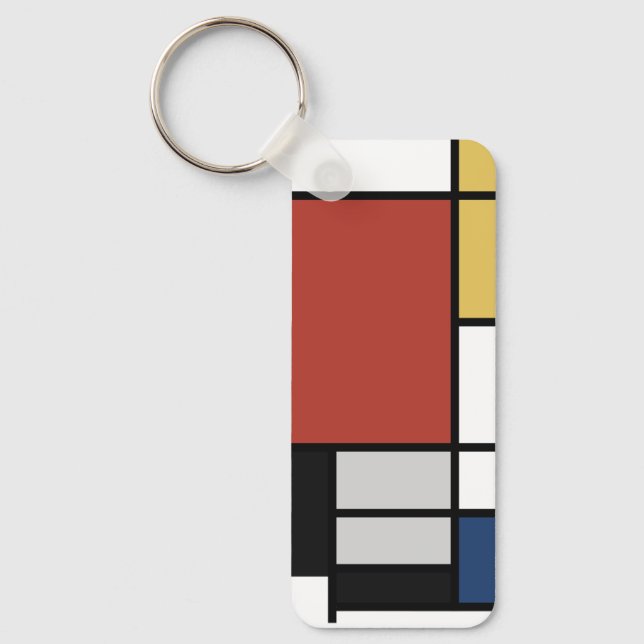Mondrian Painting Red Plane Yellow Black Grey Blue Keychain (Front)