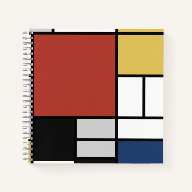 Mondrian Painting Red Plane Yellow Black Grey Blue Notebook (Front)