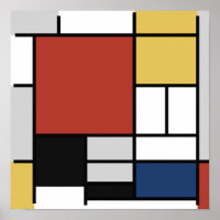 Mondrian Painting Red Plane Yellow Black Grey Blue