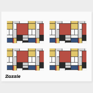 Mondrian Painting Red Plane Yellow Black Grey Blue Sticker