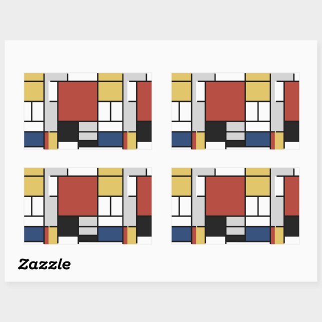 Mondrian Painting Red Plane Yellow Black Grey Blue Sticker (Sheet)