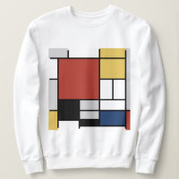 Mondrian Painting Red Plane Yellow Black Grey Blue