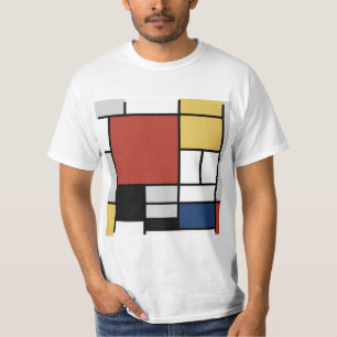 Mondrian Painting Red Plane Yellow Black Grey Blue T-Shirt