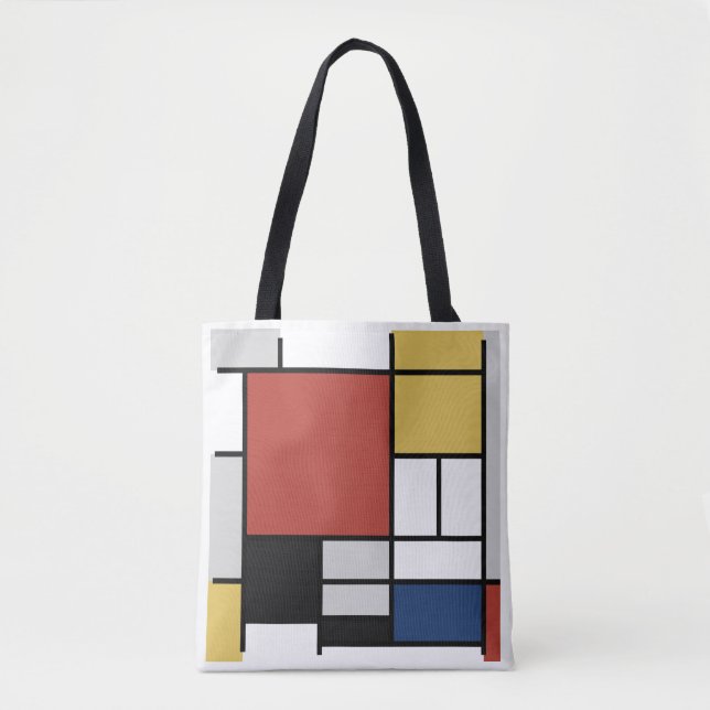 Mondrian Painting Red Plane Yellow Black Grey Blue Tote Bag (Front)