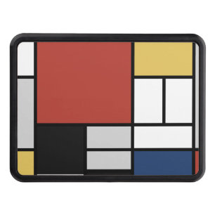 Mondrian Painting Red Plane Yellow Black Grey Blue Trailer Hitch Cover
