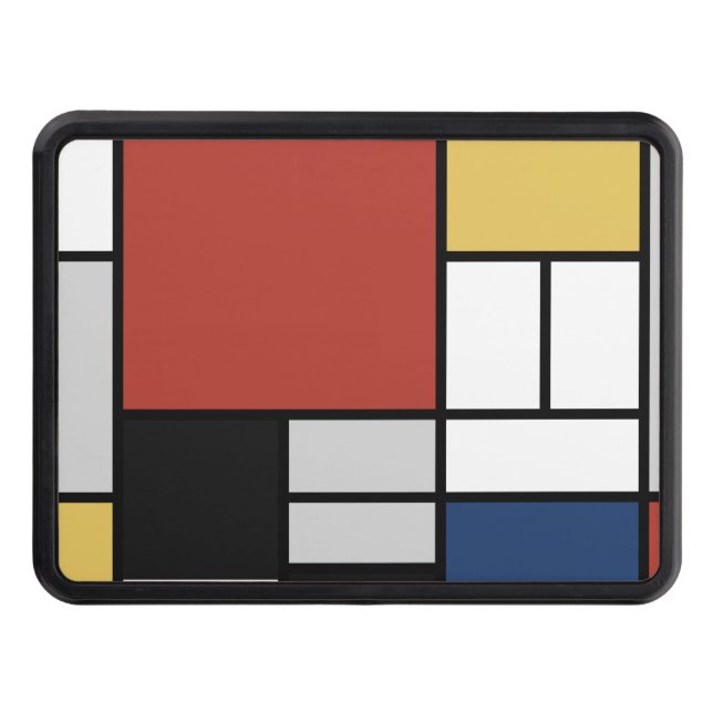 Mondrian Painting Red Plane Yellow Black Grey Blue Trailer Hitch Cover (Front)