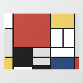 Mondrian Painting Red Plane Yellow Black Grey Blue Window Cling