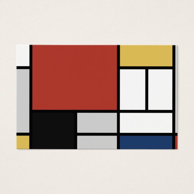 Mondrian Peinture Rouge Plane Jaune Noir Gris Bleu (Devant)
