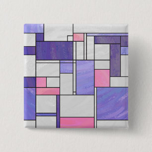 Mondrian Pink Purple White Print 2 Inch Square Button