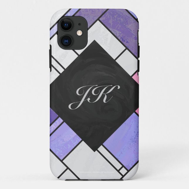Mondrian Pink Purple White Print Case-Mate iPhone Case (Back)