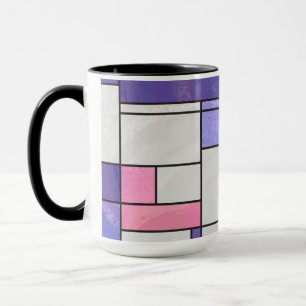 Mondrian Pink Purple White Print Mug