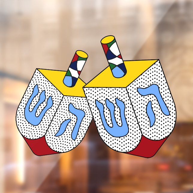 Mondrian Polka Dot Dreidels Window Cling (Sheet 2)