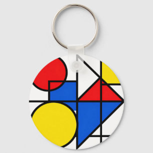 Mondrian Primary Color Composition Keychain