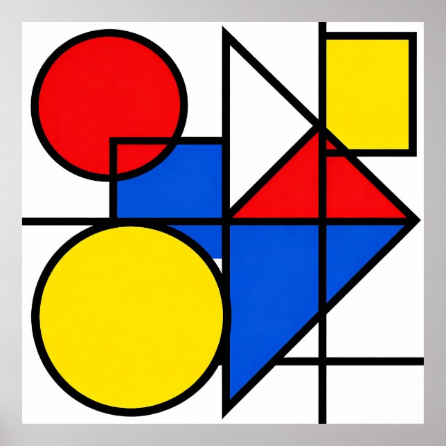 Mondrian Primary Color Composition Poster (Front)