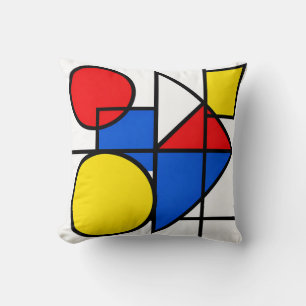 Mondrian Primary Color Composition Throw Pillow