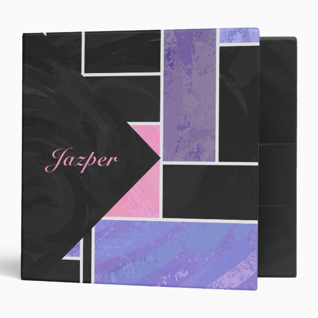 Mondrian Purple Pink Black Print Binder (Front/Inside)