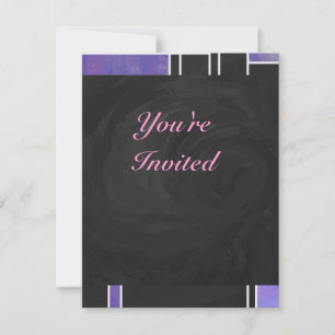 Mondrian Purple Pink Black Print Invitation