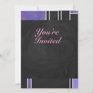 Mondrian Purple Pink Black Print Invitation