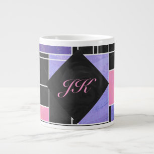 Mondrian Purple Pink Black Print Large Coffee Mug
