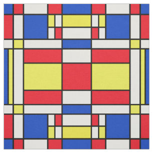 Mondrian Red Yellow Blue Fabric