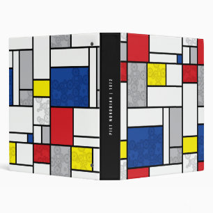 Mondrian Retro Circles Minimalist De Stijl Mod Art Binder