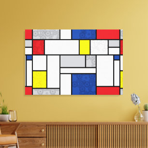 Mondrian Retro Circles Minimalist De Stijl Mod Art Canvas Print