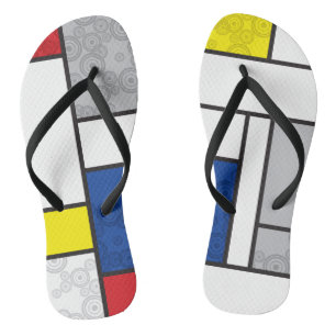 Mondrian Retro Circles Minimalist De Stijl Mod Art Flip Flops