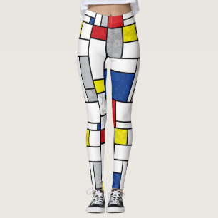 Mondrian Retro Circles Minimalist De Stijl Mod Art Leggings