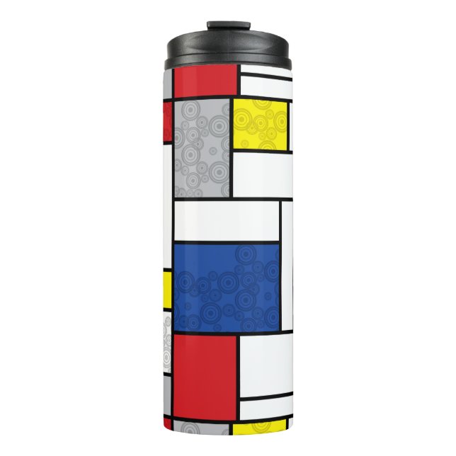 Mondrian Retro Circles Minimalist De Stijl Mod Art Thermal Tumbler (Front)