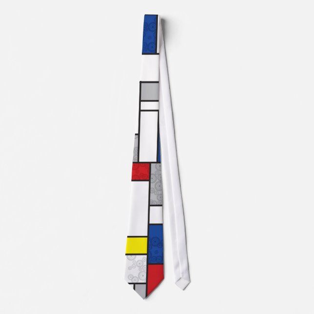 Mondrian Retro Circles Minimalist De Stijl Mod Art Tie (Front)