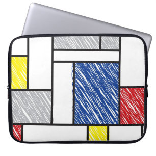 Mondrian Scribbles Minimalism De Stijl Art Laptop Laptop Sleeve