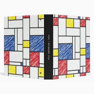 Mondrian Scribbles Minimalist De Stijl Modern Art Binder