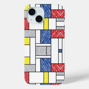 Mondrian Scribbles Minimalist De Stijl Modern Art iPhone 15 Case