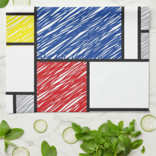 Mondrian Scribbles Minimalist De Stijl Modern Art Kitchen Towel